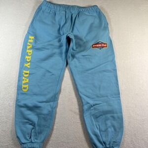 Happy Dad Pants Mens Medium Blue Sweatpants Fleece Jogger Elastic Waist